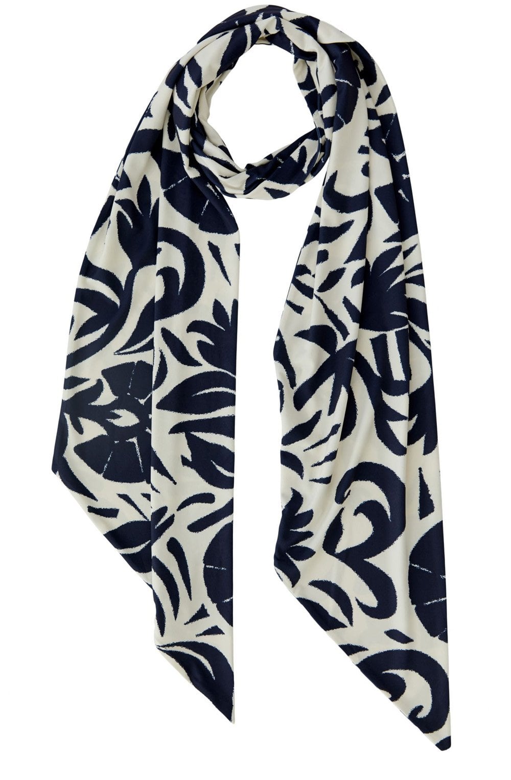 Off White and Blue Floral Print Luxury Jersey Scarf