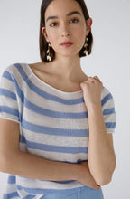 Off White and Blue Linen Raglan Jumper