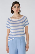 Off White and Blue Linen Raglan Jumper