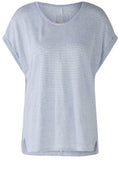 Off White and Blue Linen T Shirt