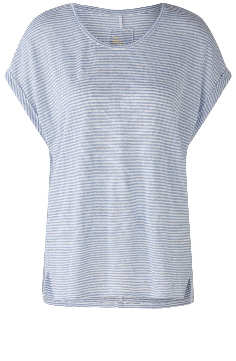 Off White and Blue Linen T Shirt
