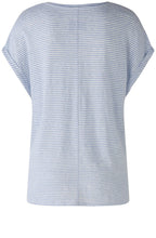 Off White and Blue Linen T Shirt