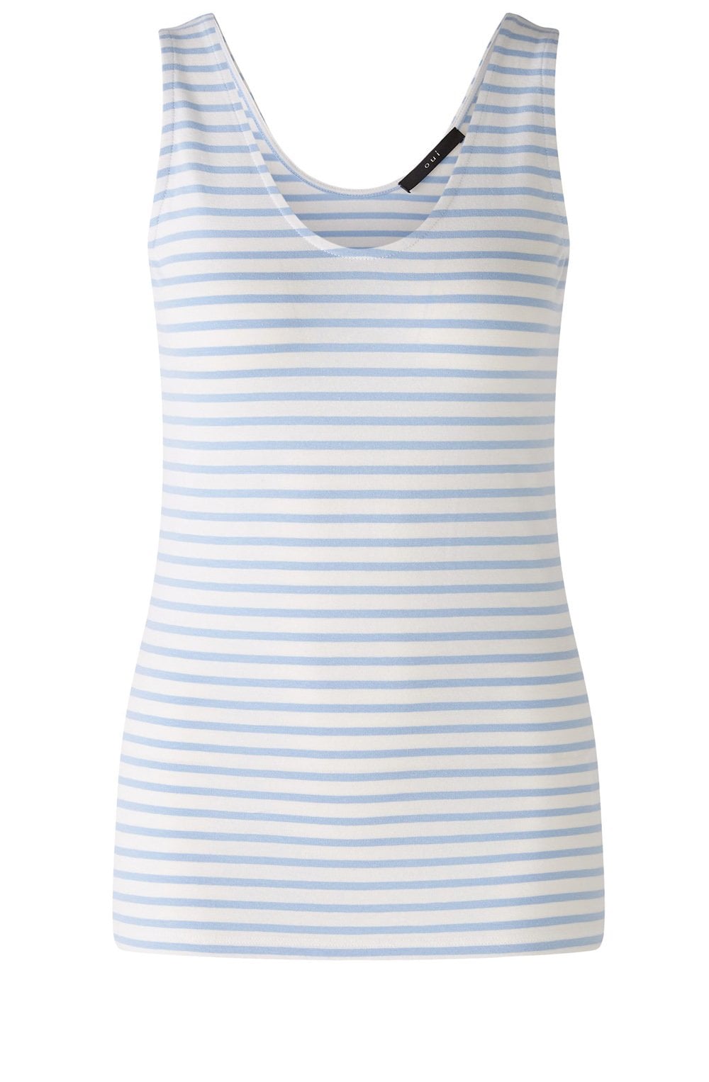 Off White and Blue Striped Jersey Vest Top