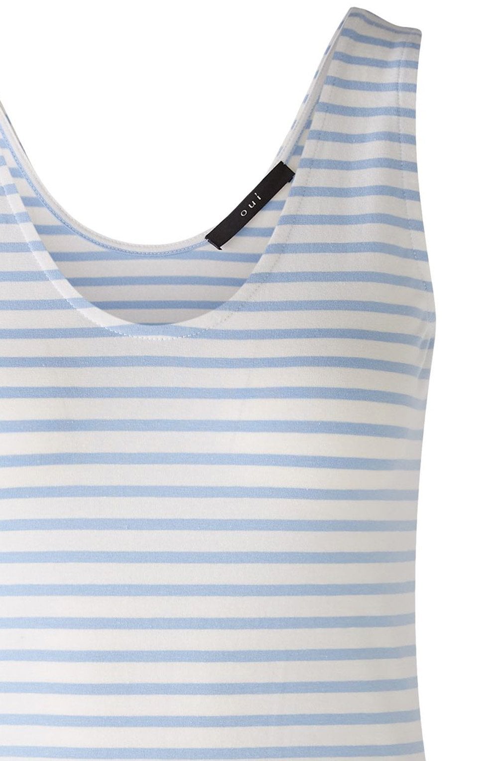 Off White and Blue Striped Jersey Vest Top