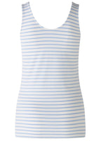 Off White and Blue Striped Jersey Vest Top