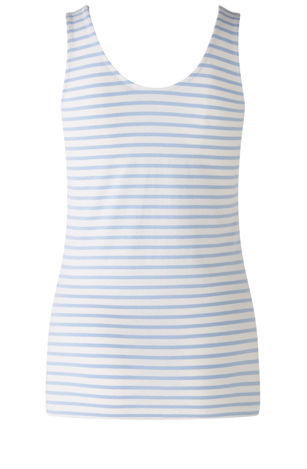 Off White and Blue Striped Jersey Vest Top
