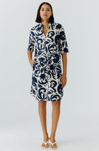 Off White and Blue Tunic Style Cotton Dress