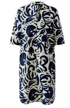 Off White and Blue Tunic Style Cotton Dress