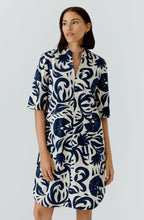 Off White and Blue Tunic Style Cotton Dress