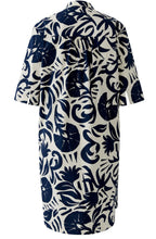 Off White and Blue Tunic Style Cotton Dress