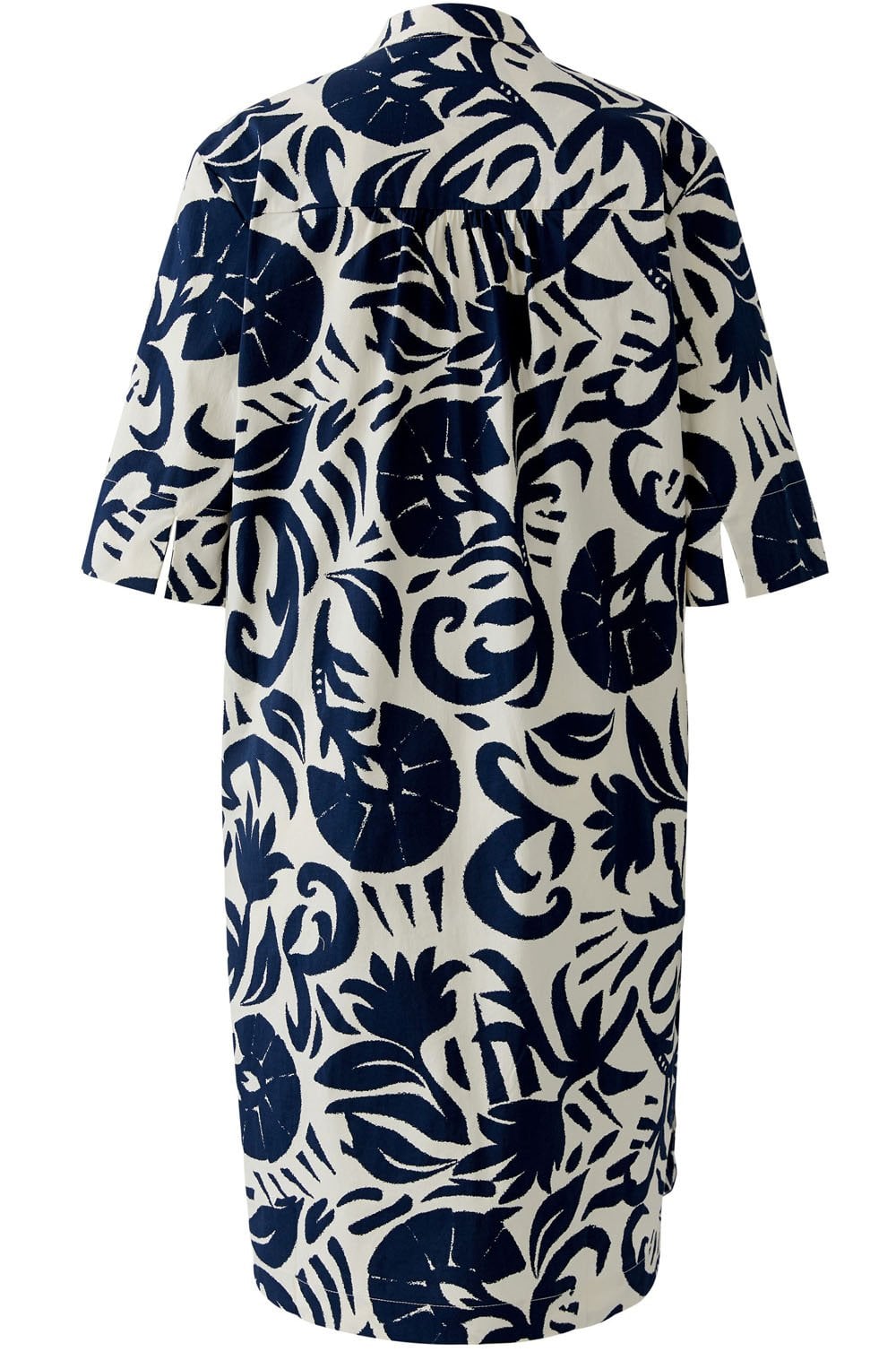 Off White and Blue Tunic Style Cotton Dress