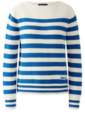 Off White and Blue Waffle Knit Jumper