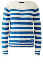 Off White and Blue Waffle Knit Jumper