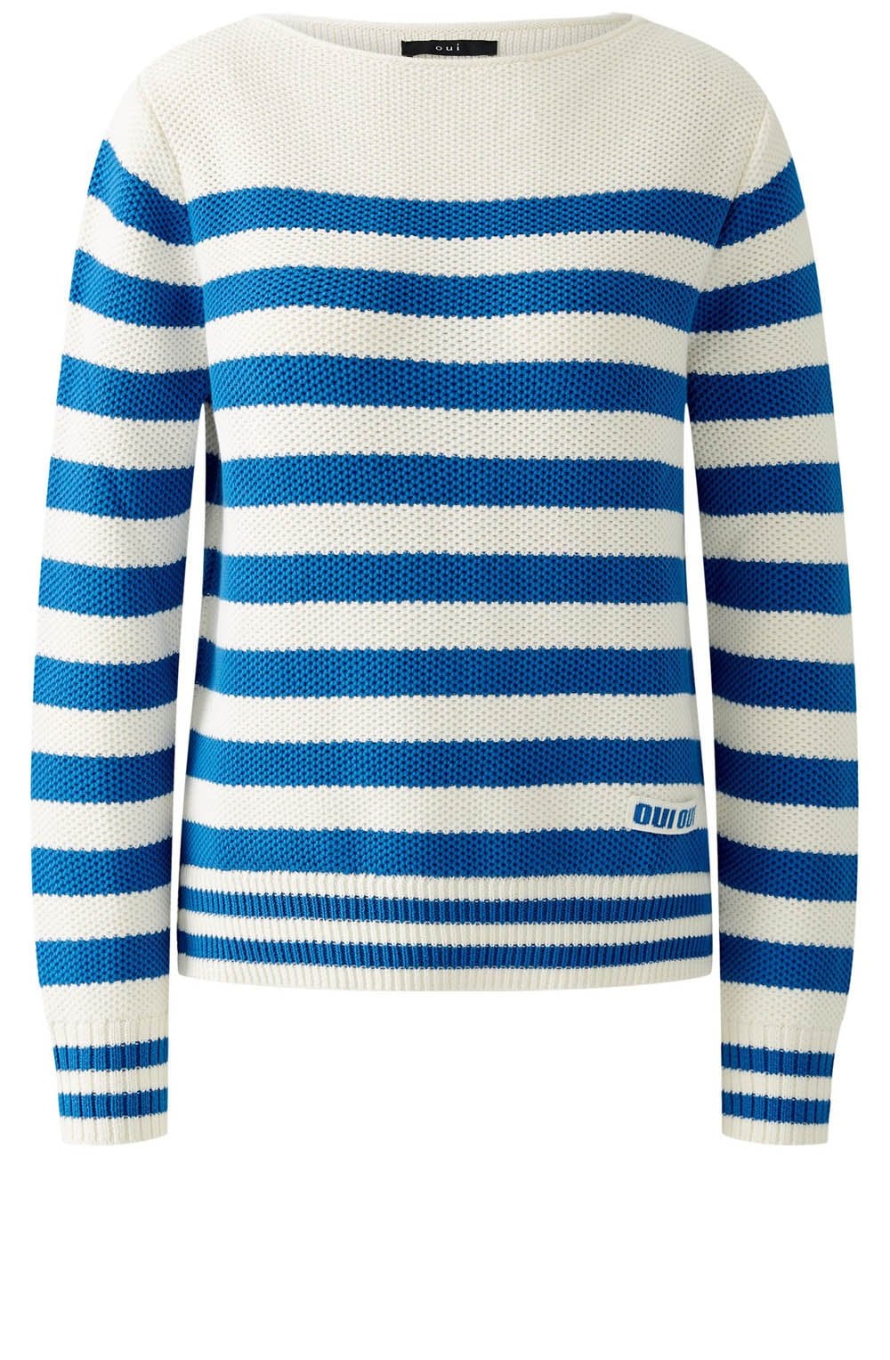 Off White and Blue Waffle Knit Jumper