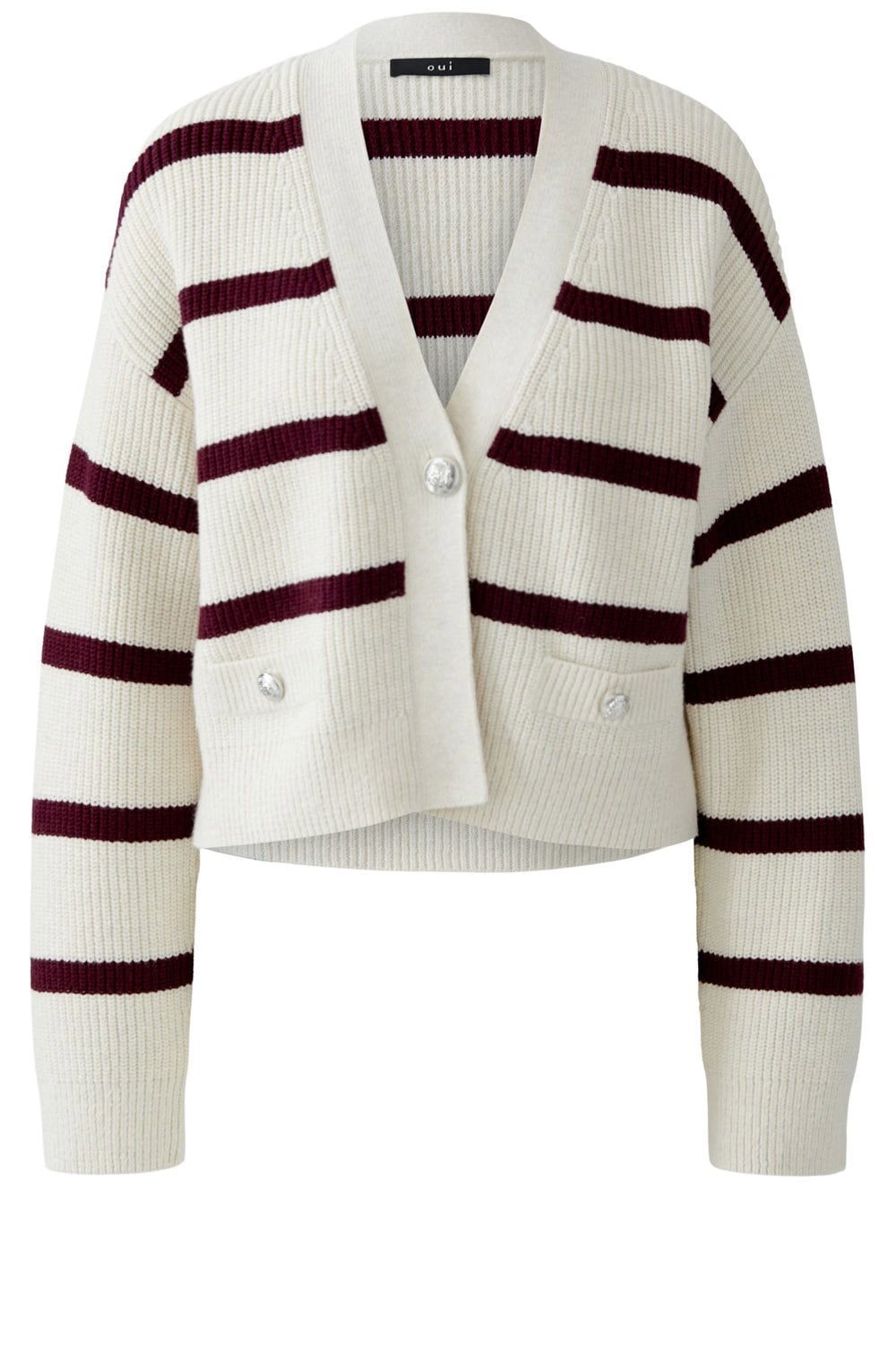 Off White and Bramble Berry Red Cardigan