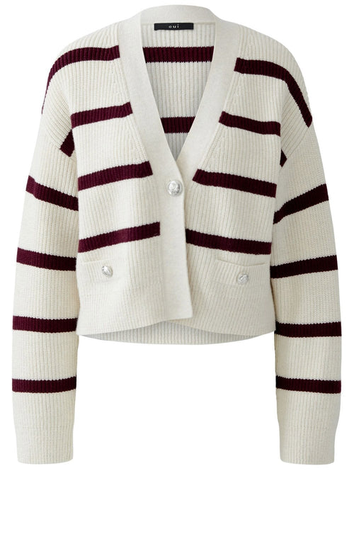Off White and Bramble Berry Red Cardigan