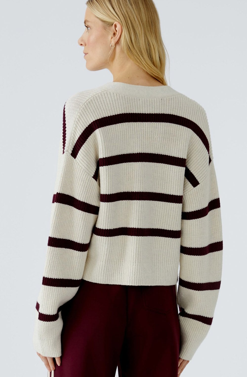 Off White and Bramble Berry Red Cardigan