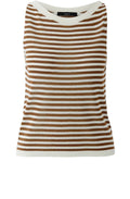 Off White and Brown Striped Sleeveless Top