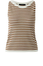 Off White and Brown Striped Sleeveless Top