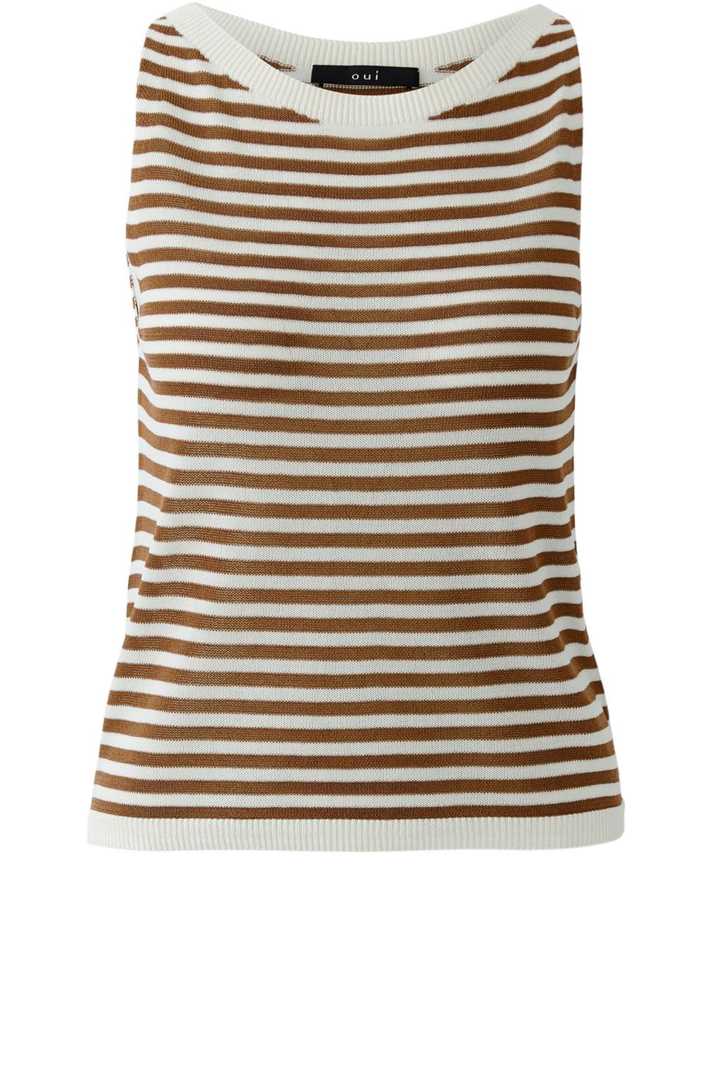 Off White and Brown Striped Sleeveless Top