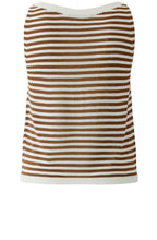 Off White and Brown Striped Sleeveless Top