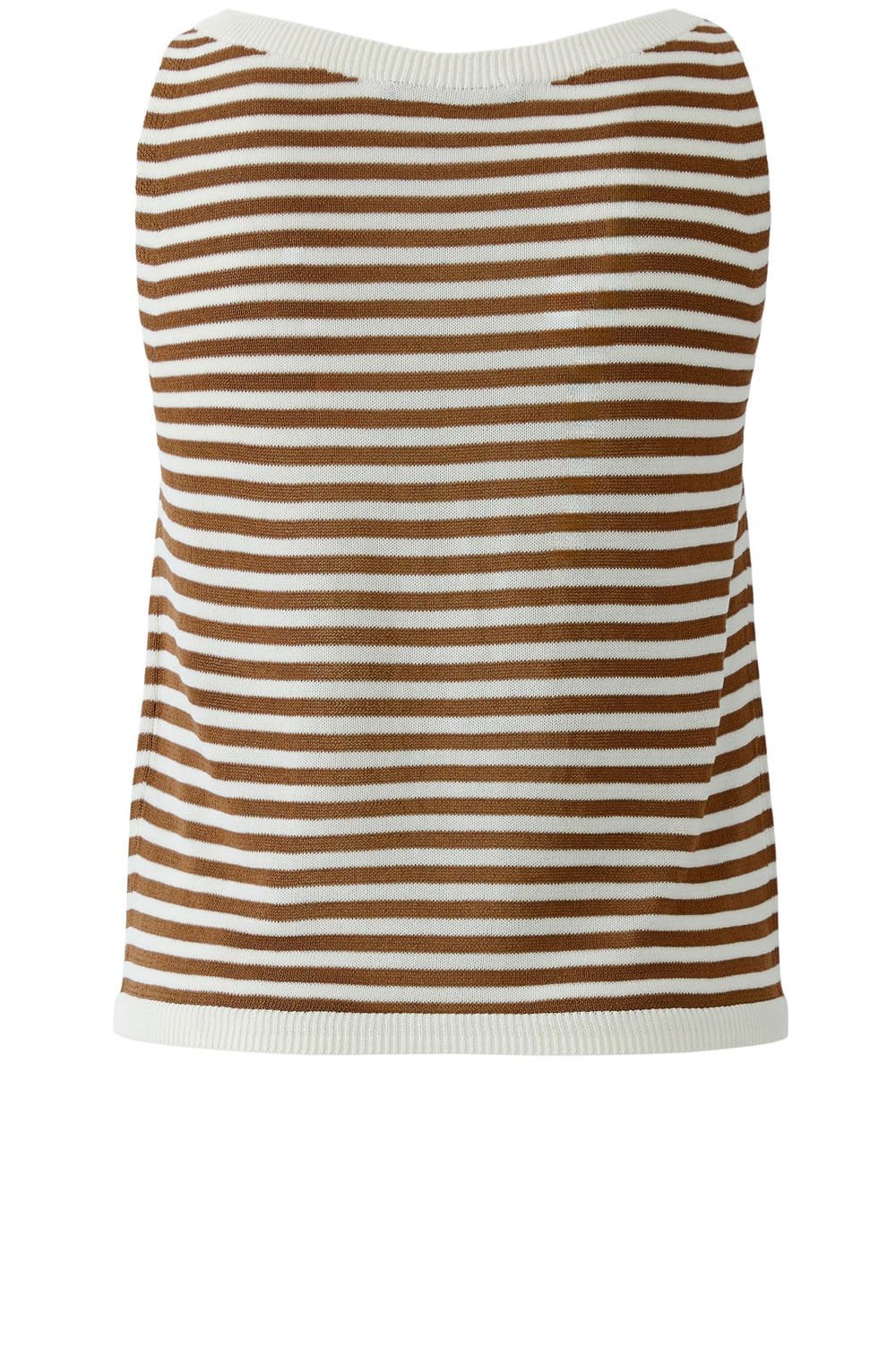 Off White and Brown Striped Sleeveless Top