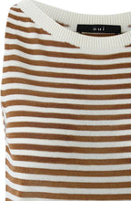 Off White and Brown Striped Sleeveless Top