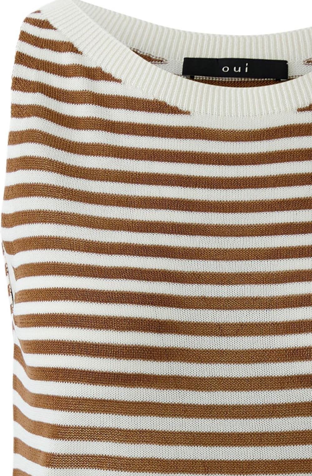 Off White and Brown Striped Sleeveless Top
