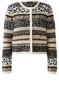 Off White and Camel Contrast Stripe Box Cardigan