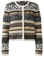 Off White and Camel Contrast Stripe Box Cardigan