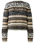 Off White and Camel Contrast Stripe Box Cardigan