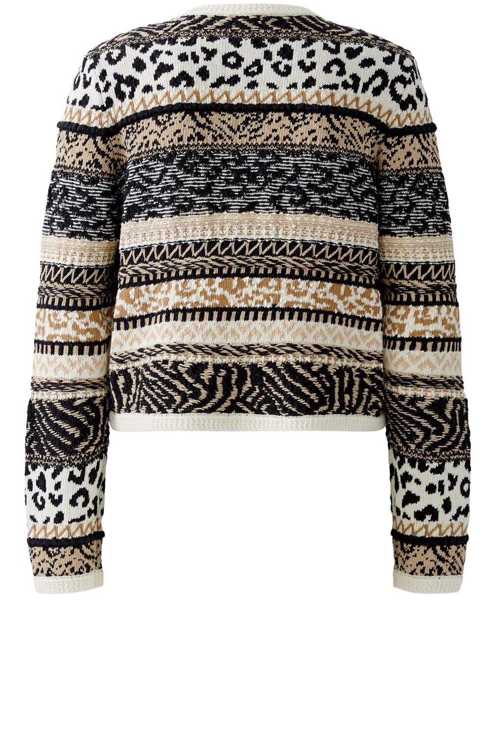 Off White and Camel Contrast Stripe Box Cardigan
