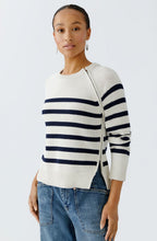 Off White and Dark Blue Side Zip Jumper