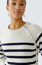 Off White and Dark Blue Side Zip Jumper
