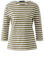 Off White and Garden Green Striped Jersey Top