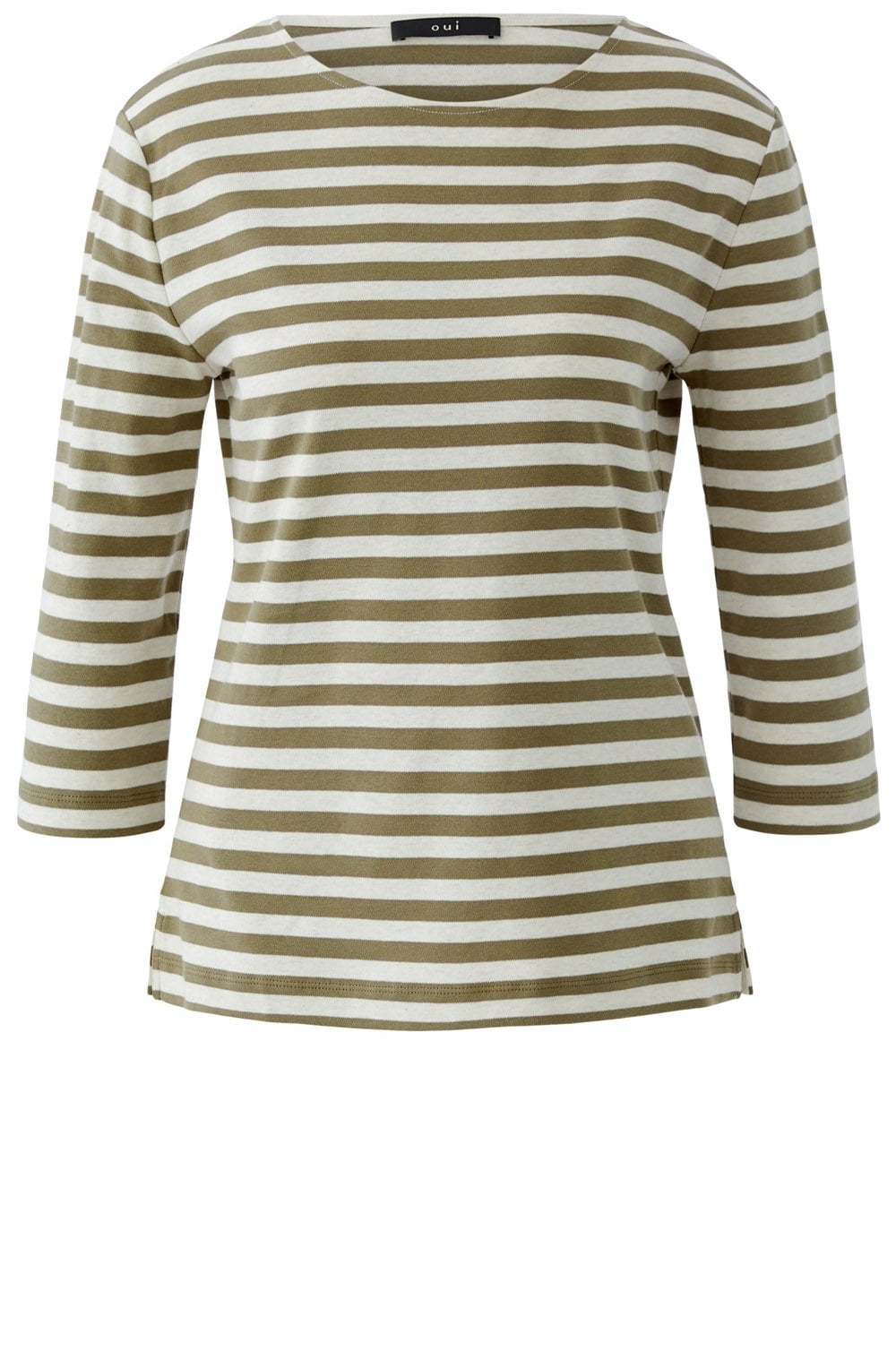 Off White and Garden Green Striped Jersey Top