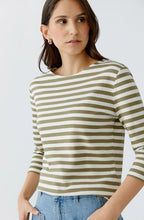 Off White and Garden Green Striped Jersey Top