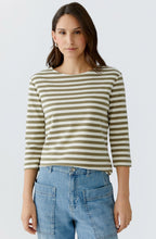 Off White and Garden Green Striped Jersey Top