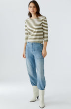 Off White and Garden Green Striped Jersey Top