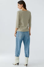 Off White and Garden Green Striped Jersey Top