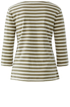 Off White and Garden Green Striped Jersey Top