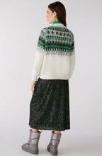 Off White and Green Alpaca Mix Jumper
