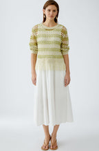 Off White and Green Mesh Knit Pullover