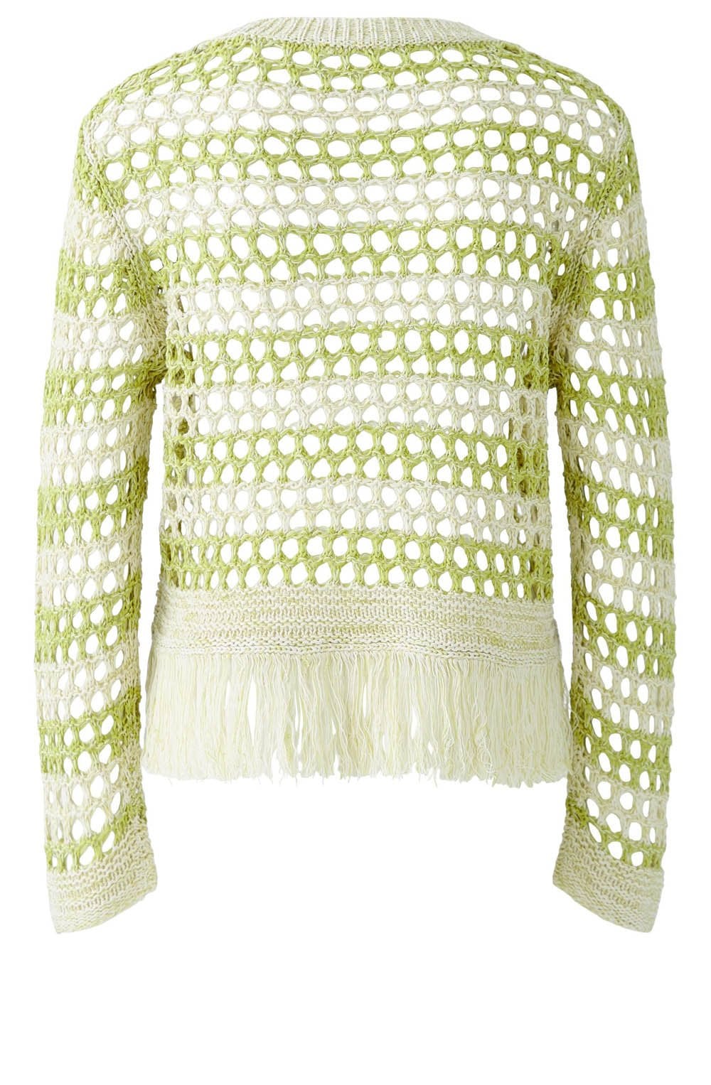 Off White and Green Mesh Knit Pullover