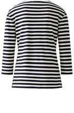 Off White and Navy Striped Top with Gold Button Details