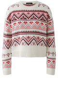Off White and Red Norwegian Style Cotton Jumper