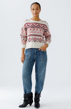 Off White and Red Norwegian Style Cotton Jumper