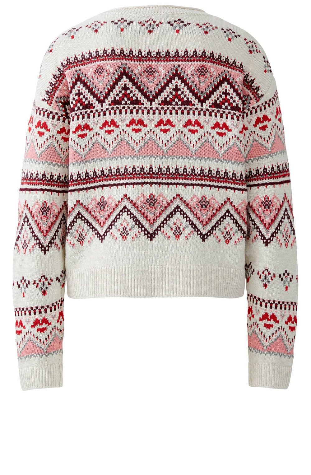 Off White and Red Norwegian Style Cotton Jumper