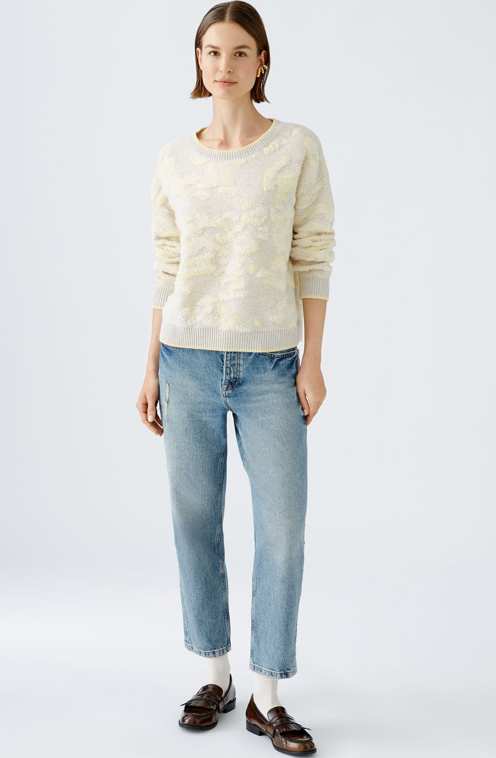 Off White and Yellow Terrycloth Look Jumper