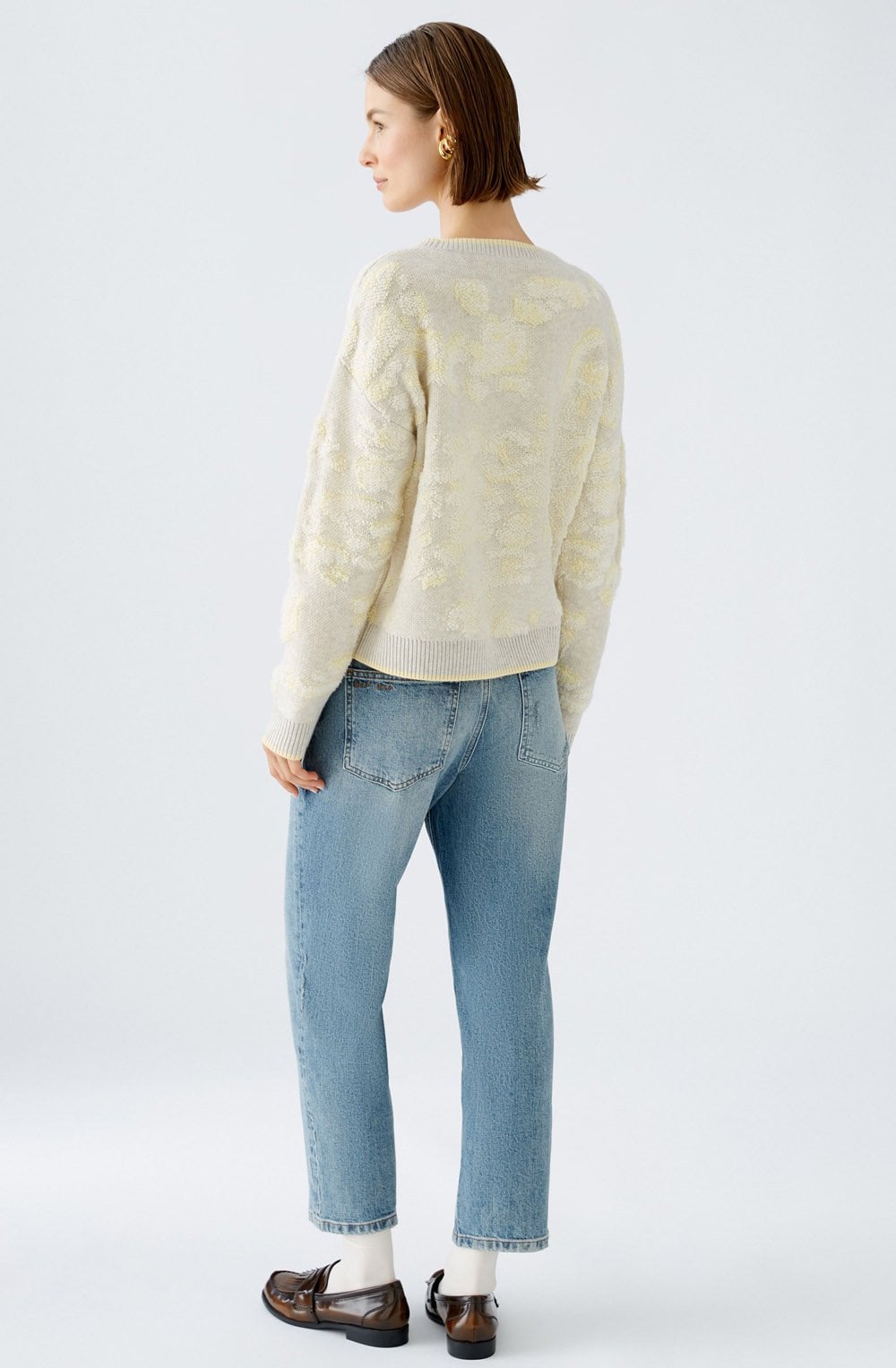 Off White and Yellow Terrycloth Look Jumper